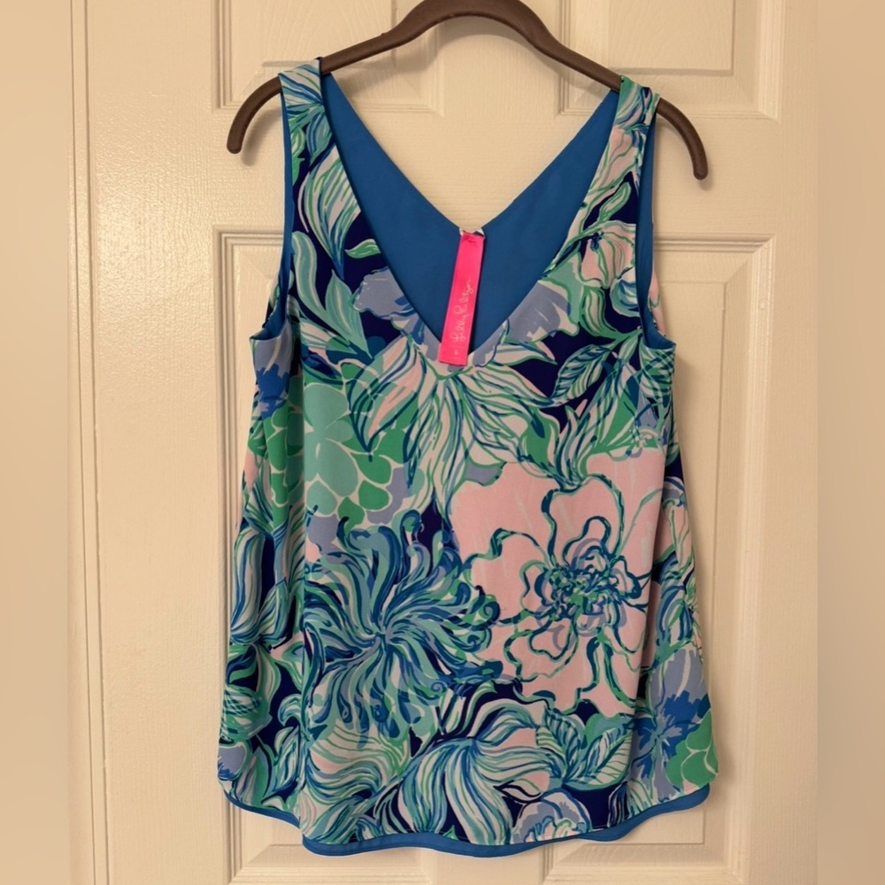 Lilly Pulitzer Floral Tank Top - Blue and Green